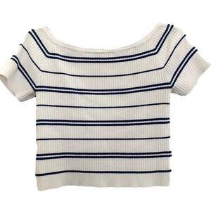 Large- PacSun crop top white/navy